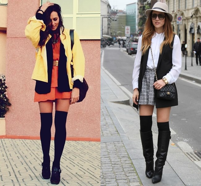 Classic Black Knee High Socks Street Style