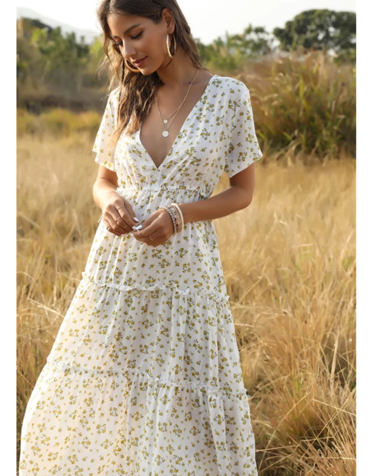 2020 Summer Beach Holiday Dress Women Casual Floral Print