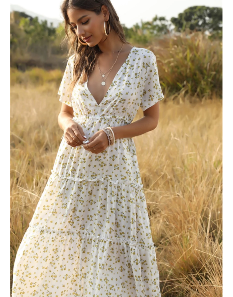 2020 Summer Beach Holiday Dress Women Casual Floral Print Gorgeous