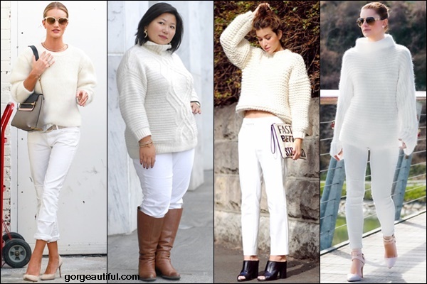 Chunky white sweater outfit hotsell