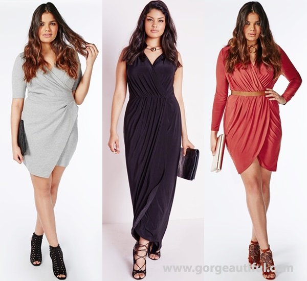 Plus Size Wrap Dress Grey