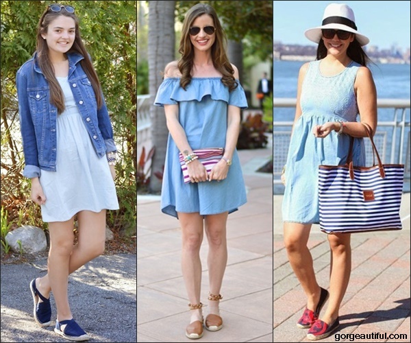 Flat Espadrilles with Chambray Dress