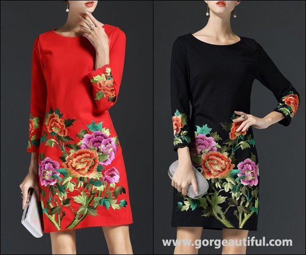 Floral Print Dresses with Different Color Combination