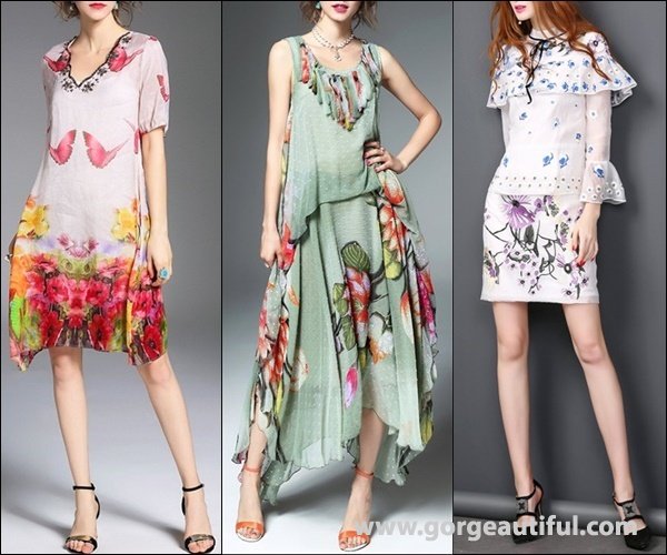 Different Placement of Floral Print Dresses