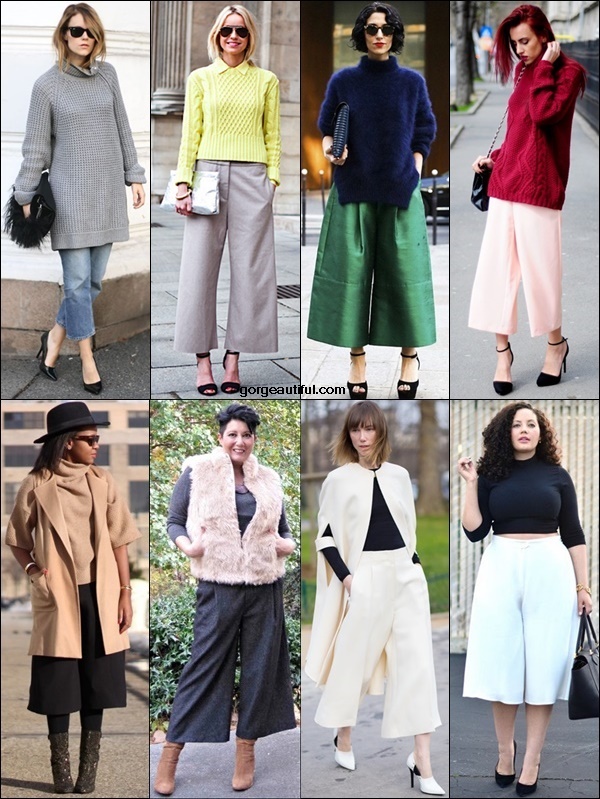 How to Style Chunky Sweater with Culottes or Cropped Trousers