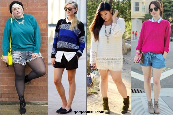 Knit Sweater with Shorts Street Styles