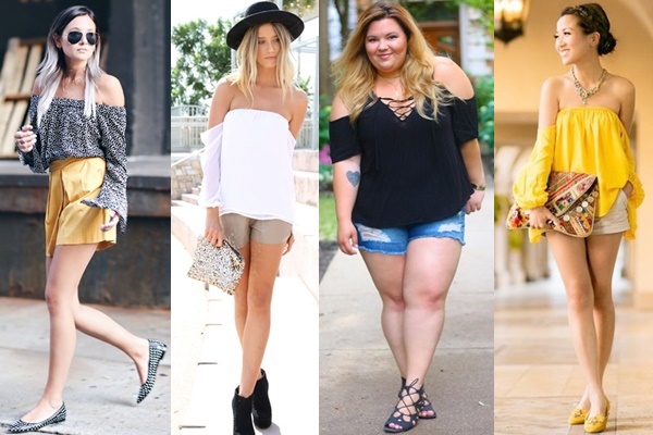 Ways to Wear Off-the-shoulder Top with Shorts