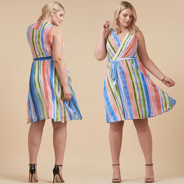Plus Size Striped Swing Dress