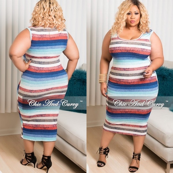 Plus Size Sleeve Bodycon Dress in Brown, Teal, Royal Blue and Red