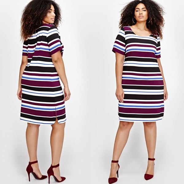 Michel Studio Striped Belted Dress