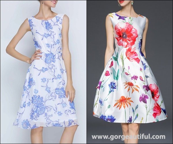 JIANSHAN Floral Big Hem Sleeveless Midi Dress