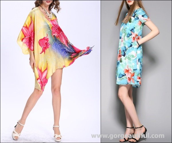 Floral-print Batwing V Neck Silk Blouse