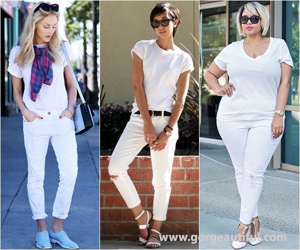 White on White Fashion Trend with White Skinny Jeans