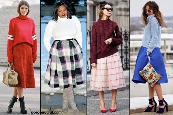 Winter Style Chunky Sweater with Full Skirt
